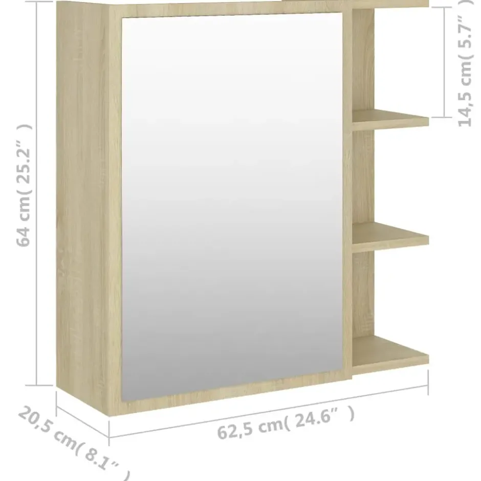 vidaXL - Spiegelkast - Bruin - Bewerkt hout