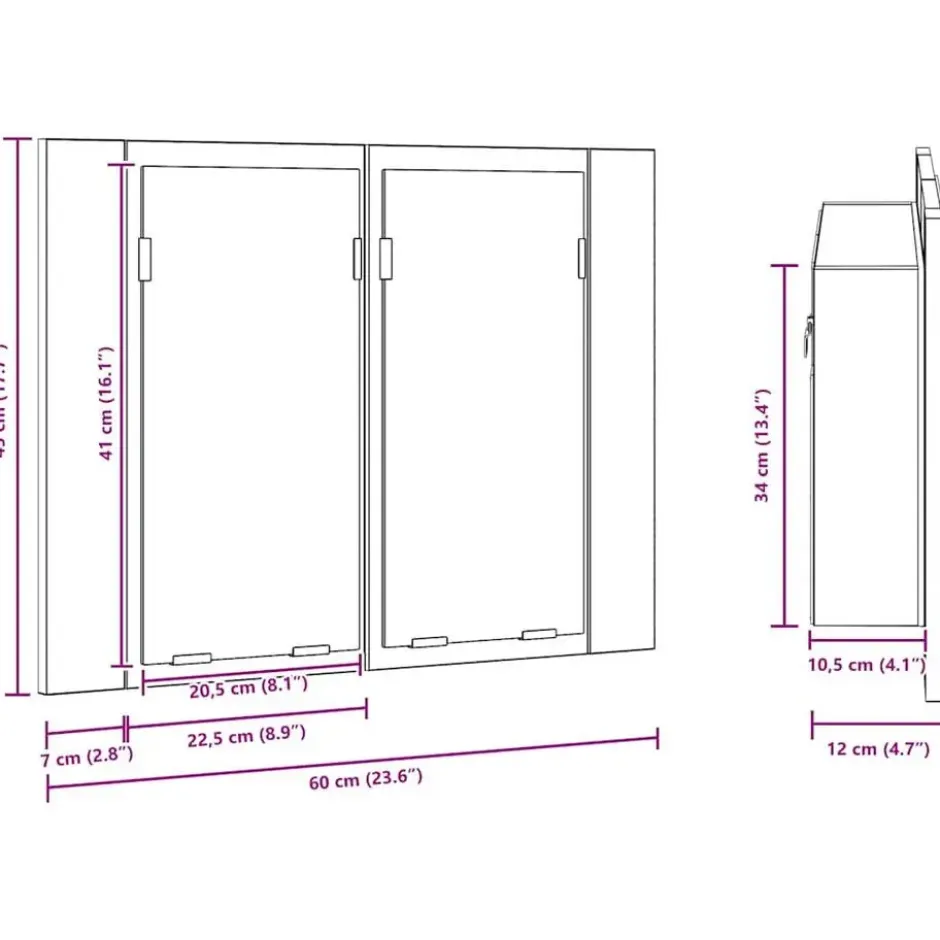 vidaXL - Spiegelkast LED 60x12x45 cm bewerkt hout bruin eikenkleur