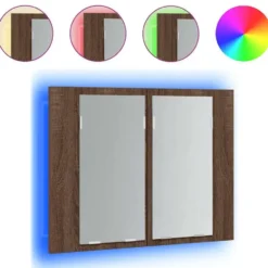 vidaXL - Spiegelkast LED 60x12x45 cm bewerkt hout bruin eikenkleur