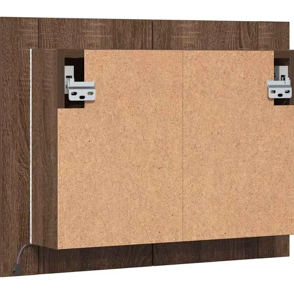 vidaXL - Spiegelkast LED 60x12x45 cm bewerkt hout bruin eikenkleur