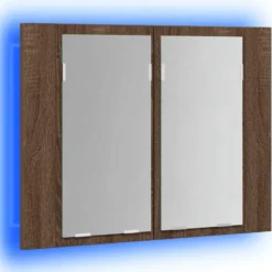vidaXL - Spiegelkast LED 60x12x45 cm bewerkt hout bruin eikenkleur