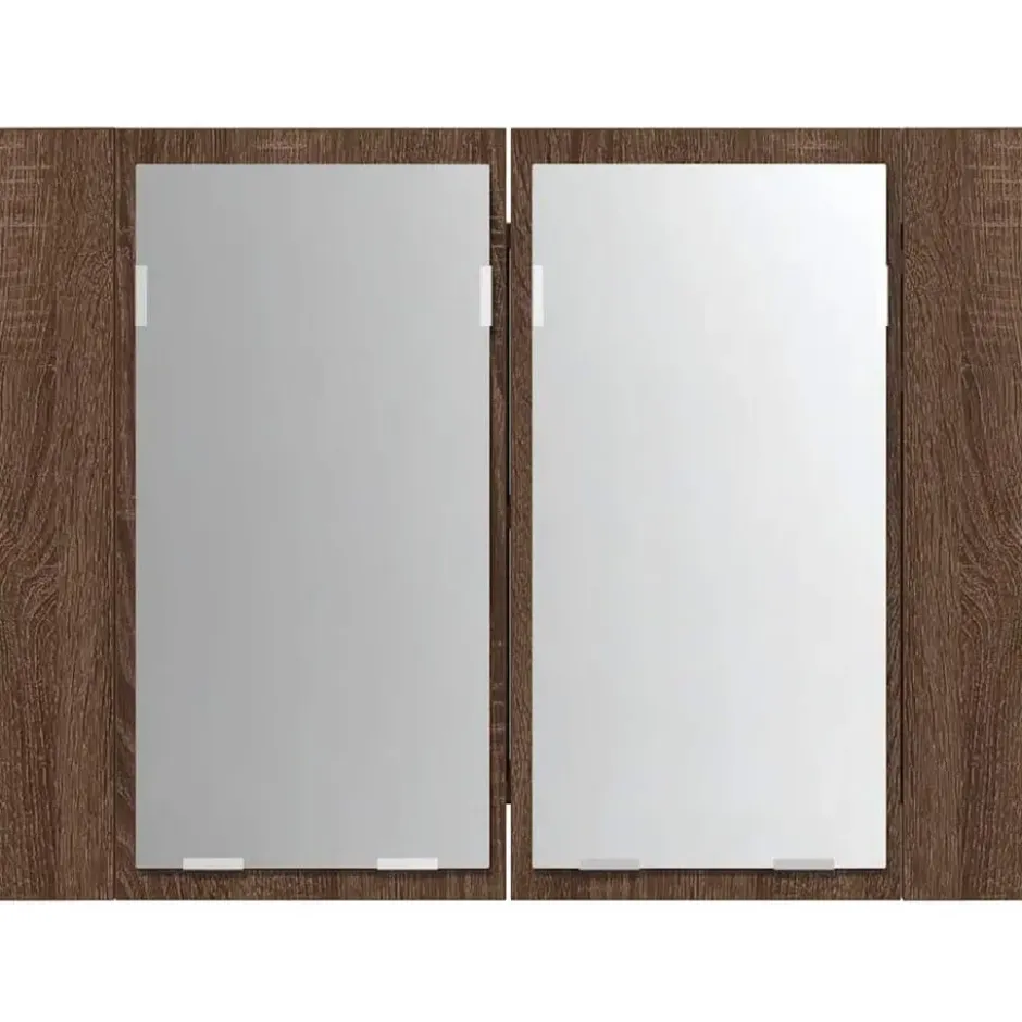 vidaXL - Spiegelkast LED 60x12x45 cm bewerkt hout bruin eikenkleur