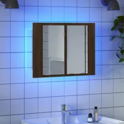 vidaXL - Spiegelkast LED 60x12x45 cm bewerkt hout bruin eikenkleur