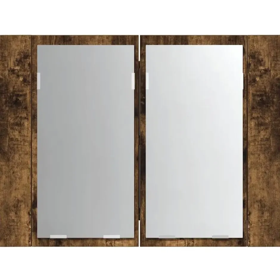 vidaXL - Spiegelkast LED 60x12x45 cm bewerkt hout gerookt eikenkleurig