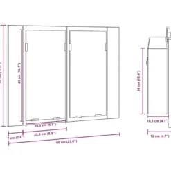 vidaXL - Spiegelkast LED 60x12x45 cm bewerkt hout grijs sonoma eiken
