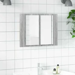 vidaXL - Spiegelkast LED 60x12x45 cm bewerkt hout grijs sonoma eiken