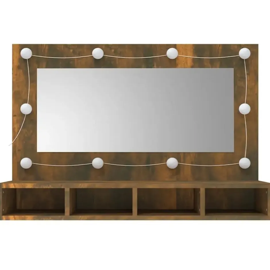 vidaXL - Spiegelkast met LED-verlichting 90x31,5x62 cm gerookt eiken