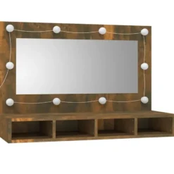 vidaXL - Spiegelkast met LED-verlichting 90x31,5x62 cm gerookt eiken