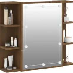 vidaXL - Spiegelkast met LED-verlichting 70x16,5x60 cm bruin eikenkleur
