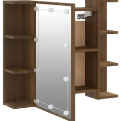 vidaXL - Spiegelkast met LED-verlichting 70x16,5x60 cm bruin eikenkleur