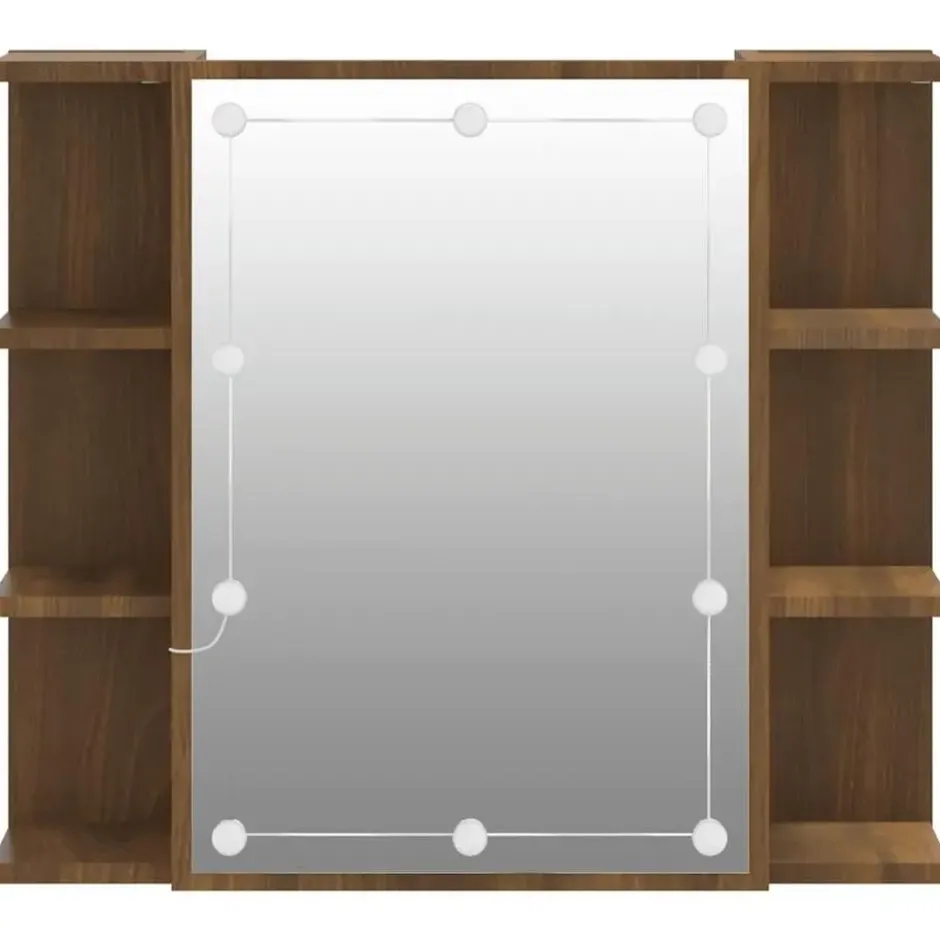 vidaXL - Spiegelkast met LED-verlichting 70x16,5x60 cm bruin eikenkleur