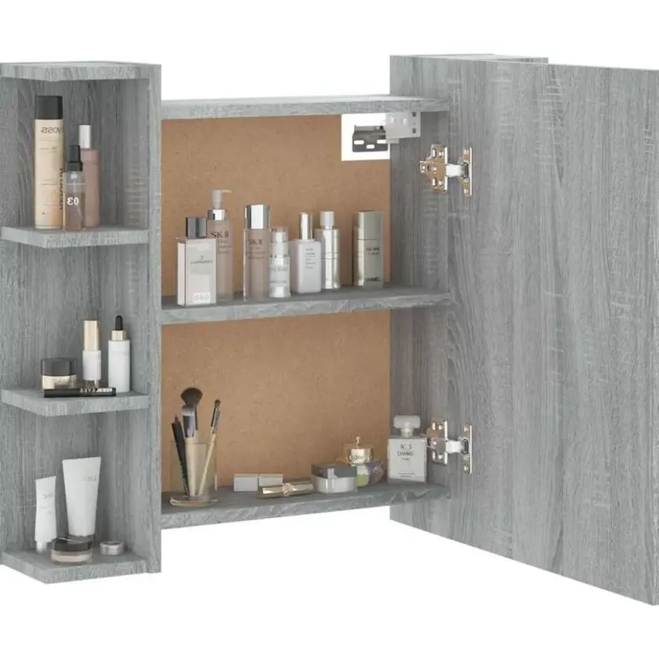 vidaXL - Spiegelkast met LED-verlichting 70x16,5x60 cm grijs sonoma