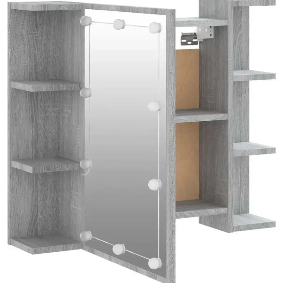 vidaXL - Spiegelkast met LED-verlichting 70x16,5x60 cm grijs sonoma