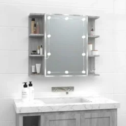 vidaXL - Spiegelkast met LED-verlichting 70x16,5x60 cm grijs sonoma