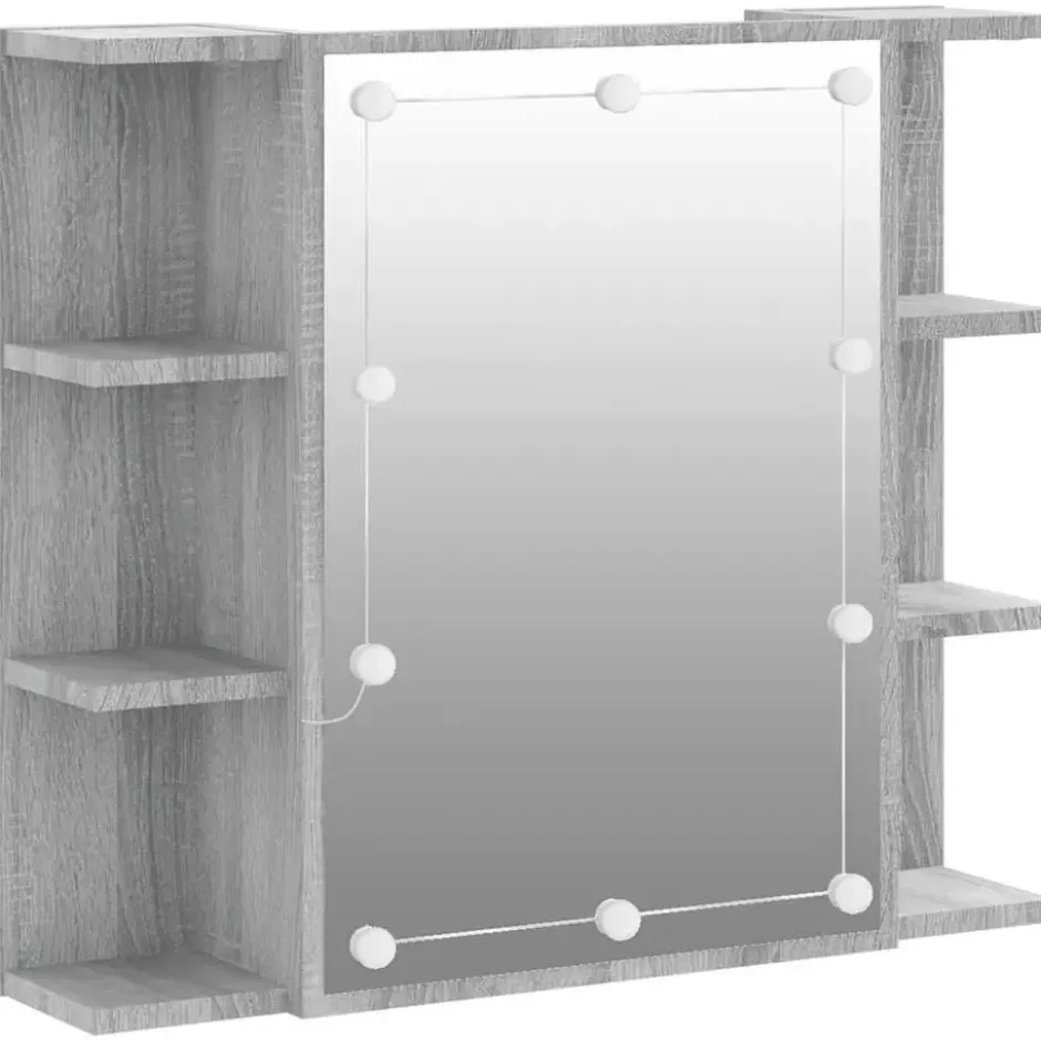 vidaXL - Spiegelkast met LED-verlichting 70x16,5x60 cm grijs sonoma