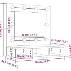 vidaXL - Spiegelkast met LED-verlichting 60x31,5x62 cm gerookt eiken
