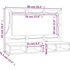 vidaXL - Spiegelkast met LED-verlichting 90x31,5x62 cm grijs sonoma