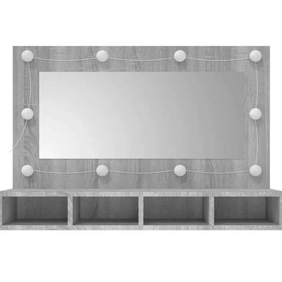 vidaXL - Spiegelkast met LED-verlichting 90x31,5x62 cm grijs sonoma