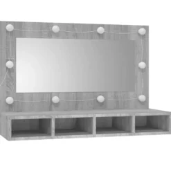 vidaXL - Spiegelkast met LED-verlichting 90x31,5x62 cm grijs sonoma
