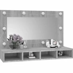 vidaXL - Spiegelkast met LED-verlichting 90x31,5x62 cm grijs sonoma