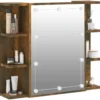 vidaXL - Spiegelkast met LED-verlichting 70x16,5x60 cm gerookt eiken