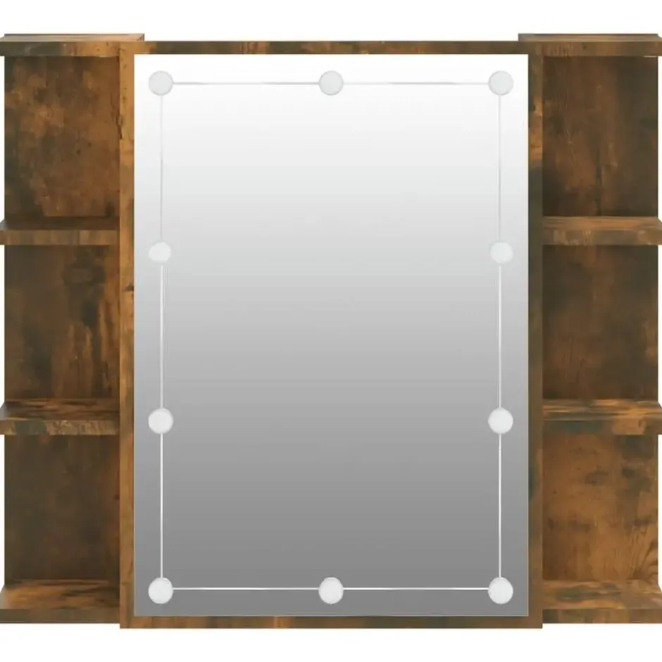 vidaXL - Spiegelkast met LED-verlichting 70x16,5x60 cm gerookt eiken