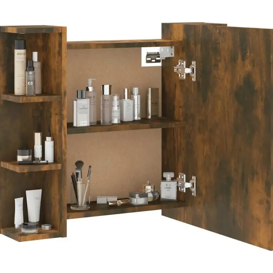 vidaXL - Spiegelkast met LED-verlichting 70x16,5x60 cm gerookt eiken