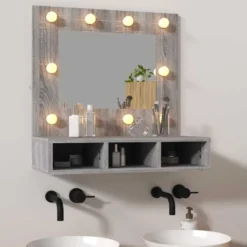 vidaXL - Spiegelkast met LED-verlichting 60x31,5x62 cm grijs sonoma