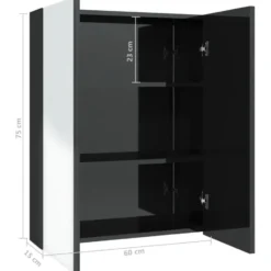 vidaXL - Spiegelkast - Zwart - MDF