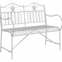 vidaXL - Staal Tuinbank - Wit - 103,5x59x89 cm