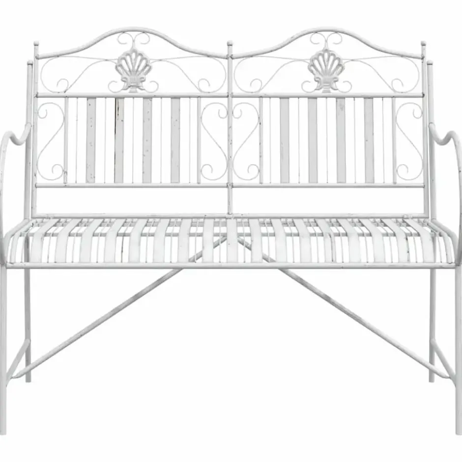 vidaXL - Staal Tuinbank - Wit - 103,5x59x89 cm