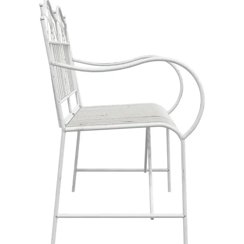 vidaXL - Staal Tuinbank - Wit - 103,5x59x89 cm