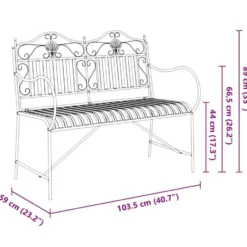 vidaXL - Staal Tuinbank - Zwart - 103,5x59x89 cm