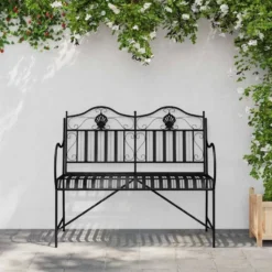 vidaXL - Staal Tuinbank - Zwart - 103,5x59x89 cm