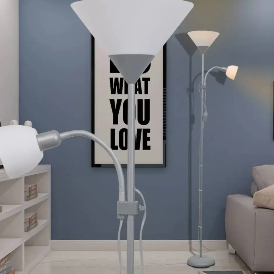 vidaXL - Staande Lamp - Grijs - Staal