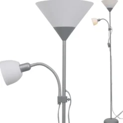vidaXL - Staande Lamp - Grijs - Staal