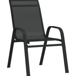 vidaXL - Stapelbare Tuinstoel - Zwart - Stof