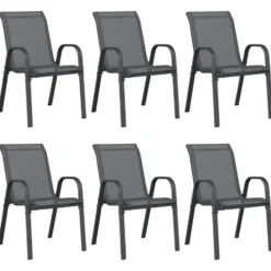 vidaXL - Stapelbare Tuinstoel - Grijs - Stof