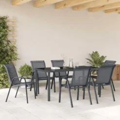 vidaXL - Stapelbare Tuinstoel - Grijs - Stof