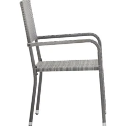 vidaXL - Stapelstoelen - Grijs - Poly rattan - 2 stuks