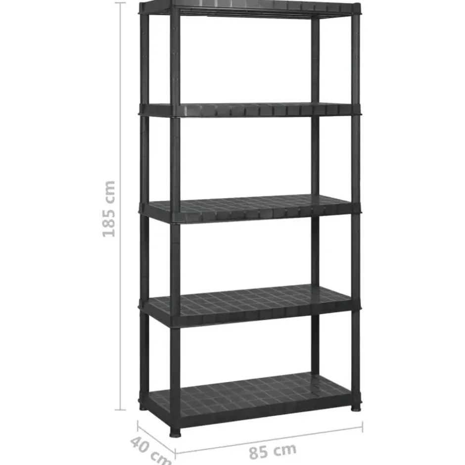 vidaXL - Stellingkast- Zwart - Kunststof