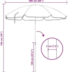 vidaXL - Strandparasol - Blauw - Polyester