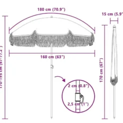 vidaXL - Strandparasol - Grijs - Polyester