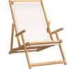 vidaXL - Strandstoel - Crème - Teakhout - Inklapbaar