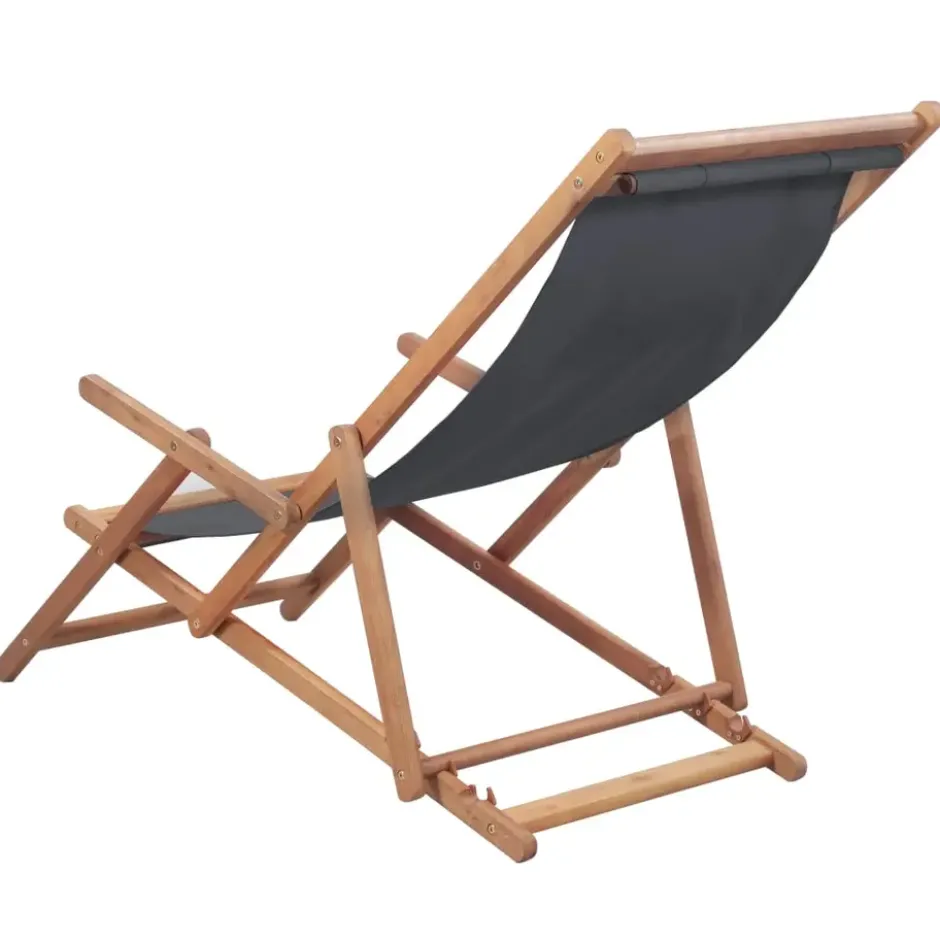 vidaXL - Strandstoel - Grijs - Stof