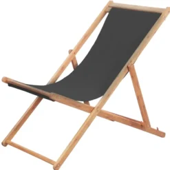 vidaXL - Strandstoel - Grijs - Stof