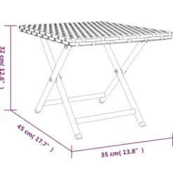 vidaXL - Tafel inklapbaar - Grijs - Poly rattan - 45x35x32 cm