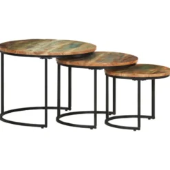 vidaXL - Tafeltje - Bruin - Gerecycled hout - Ø 40 x 34 cm - 3 stuks