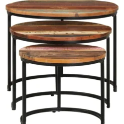 vidaXL - Tafeltje - Bruin - Gerecycled hout - Ø 40 x 34 cm - 3 stuks