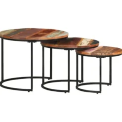 vidaXL - Tafeltje - Bruin - Gerecycled hout - Ø 40 x 34 cm - 3 stuks